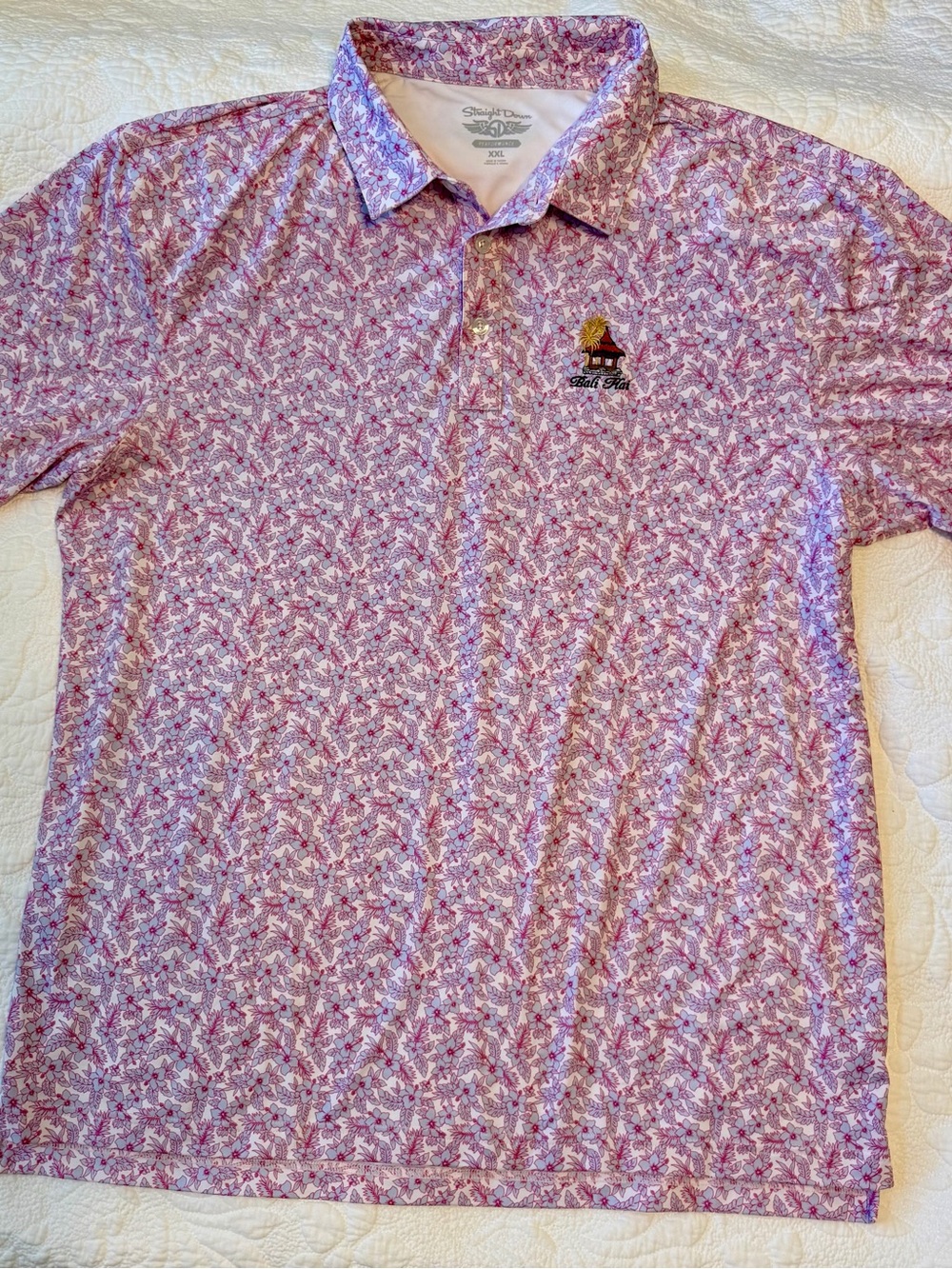 Sraight Down Lavender-Pink Floral Men's XXL Polo Shirt